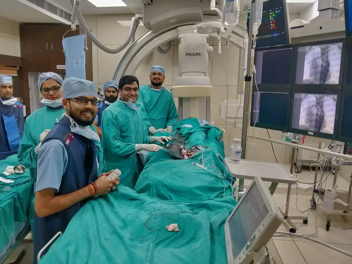 Dr. Gaurav Khandelwal with cath lab team