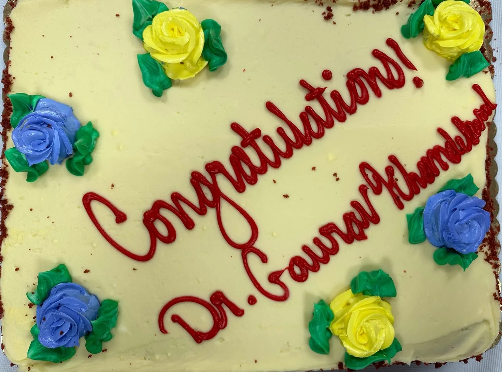 Congratulations cake for Dr. Gaurav Khandelwal