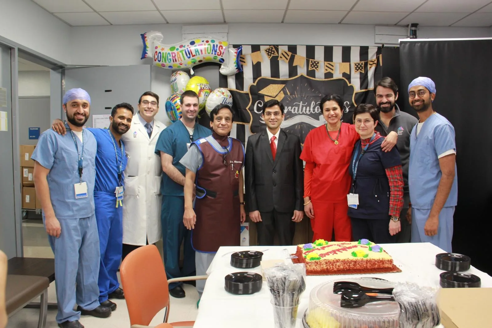 Dr. Gaurav Khandelwal with the Mount Sinai team at a celebration